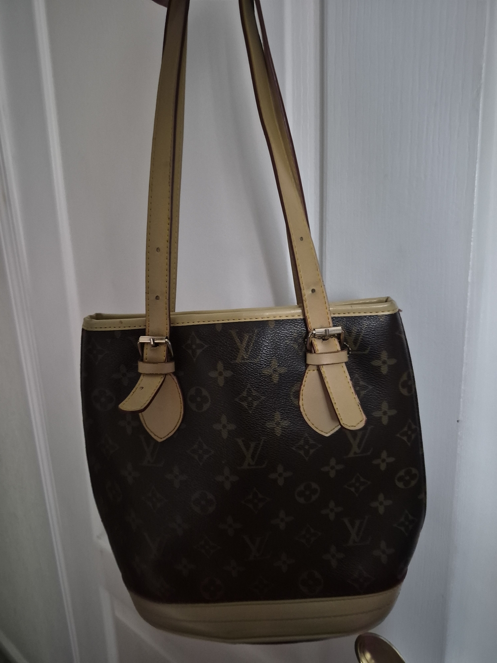 Louis Vuitton Monogram Canvas Tote with Natural Leather Trim